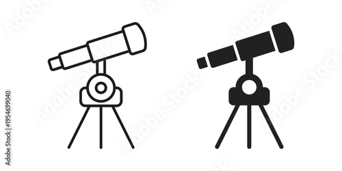 Telescope icon in flat style. Spyglass vector illustration on isolated background. Space learning sign business concept.
