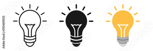 Light bulb icon set collection in flat style. Lightbulb vector illustration on isolated background. Idea sign business concept.