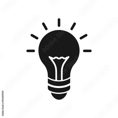 Lightbulb silhouette vector illustration on isolated background. Light bulb icon in flat style. Idea sign business concept.