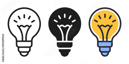 Light bulb icon set collection in flat style. Lightbulb vector illustration on isolated background. Idea sign business concept.