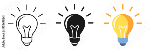 Light bulb icon set collection in flat style. Lightbulb vector illustration on isolated background. Idea sign business concept.