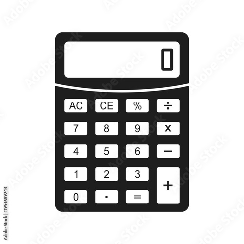 Calculator silhouette icon in flat style. School educational supplies vector illustration on isolated background. Financial stationery sign business concept.