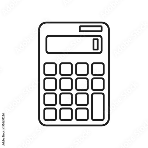 Calculator outline stroke icon in flat style. School educational supplies vector illustration on isolated background. Financial stationery sign business concept.