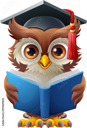 A wise owl bird cartoon cut...
