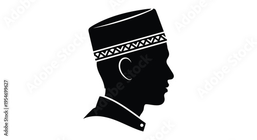 A striking black silhouette depicts a man s profile wearing a traditional cap silhouette high quality professional
