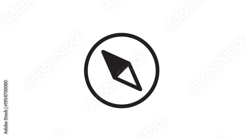 Compass icon with a black outline and a simple directional arrow pointing northeast. featuring navigation, direction, map with symbol and travel