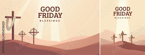 Elegant Good friday with cross background, Good friday holy week background for banner and social meida template	
