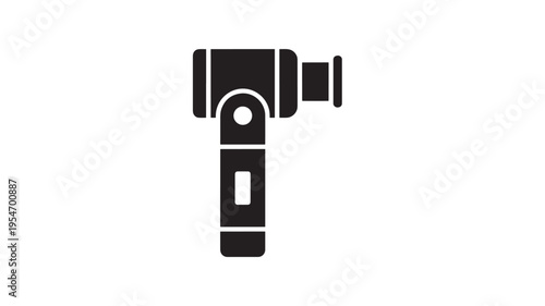 Otoscope diagnostic medical instrument with handle for examining ear canal and tympanic membrane for medical purposes.