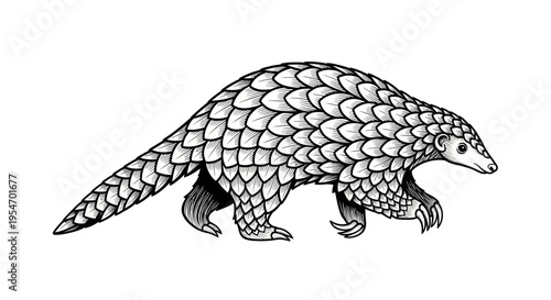 Pangolin Illustration - Unique Scaly Mammal Drawing