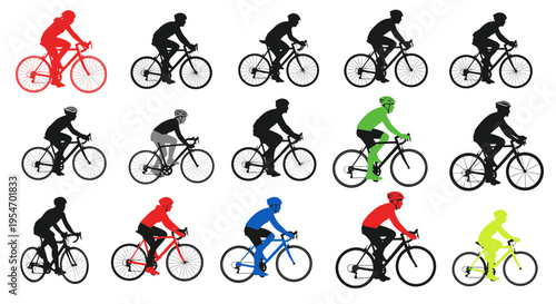 Diverse Cyclists Silhouette Collection