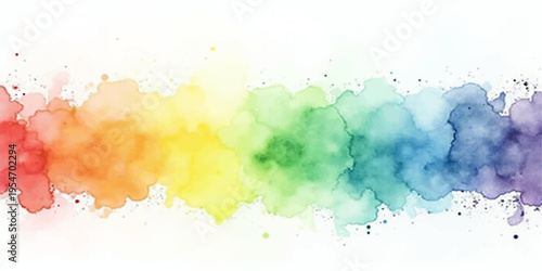 An artistic abstract colorful watercolor background features a vibrant splash of ink and paint texture on paper with a grunge brush pattern and pink stain design elements