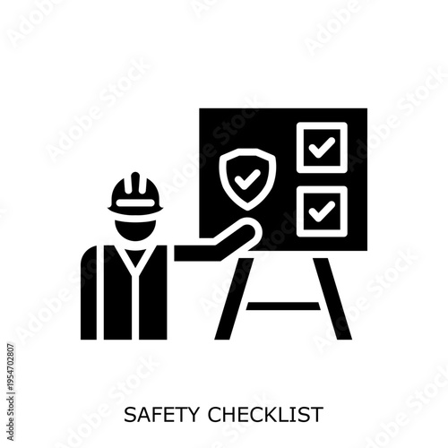 Health Safety Environment(HSE) glyph SafetyChecklist glyph design concept