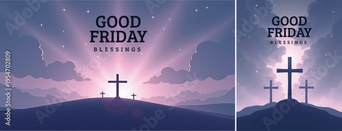 Elegant Good friday with cross background, Good friday holy week background for banner and social meida template	