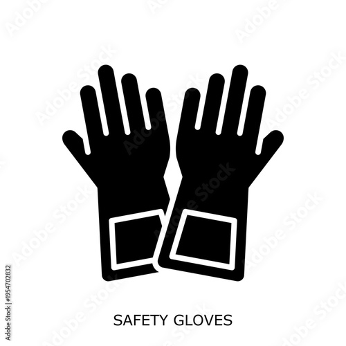 Health Safety Environment(HSE) glyph SafetyGloves glyph design concept