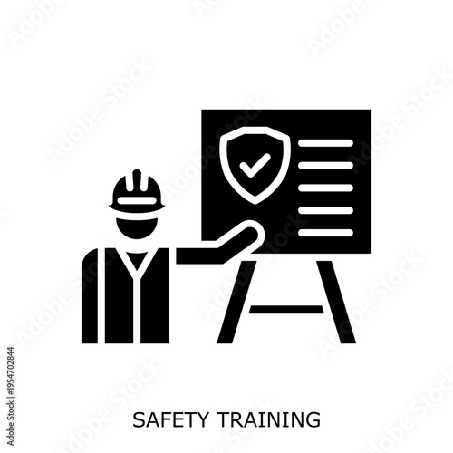 Health Safety Environment(HSE) glyph SafetyTraining glyph design concept