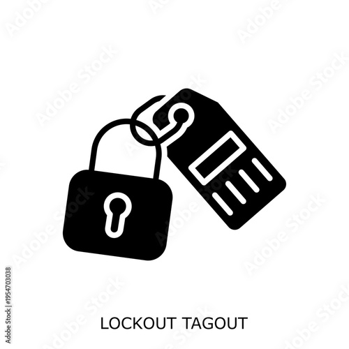 Health Safety Environment(HSE) glyph LockoutTagout glyph design concept