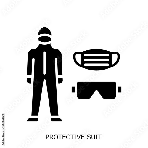 Health Safety Environment(HSE) glyph ProtectiveSuit glyph design concept