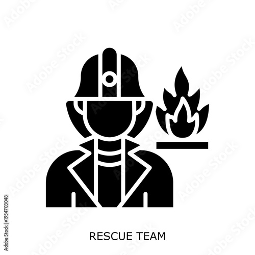 Health Safety Environment(HSE) glyph RescueTeam glyph design concept