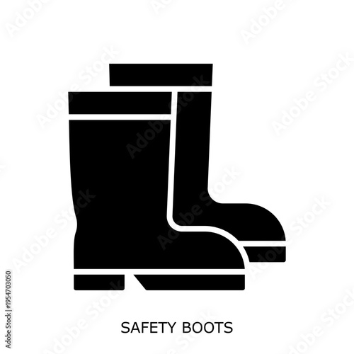 Health Safety Environment(HSE) glyph SafetyBoots glyph design concept