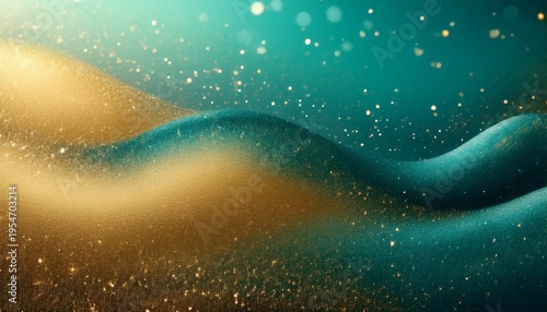 Abstract Grainy Gradient Background With Teal And Gold