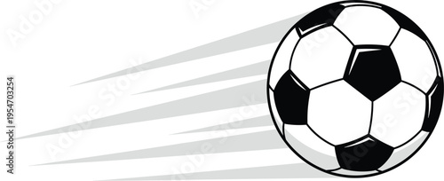 Soccer ball motion speed trail illustration, dynamic football artwork design, athletic sport concept, competitive game theme, energy action symbol graphic style