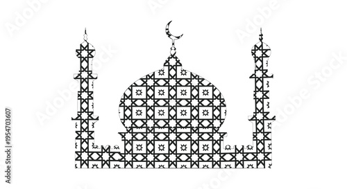 Intricate geometric patterns form a stunning mosque outline a captivating silhouette high quality professional detailed modern
