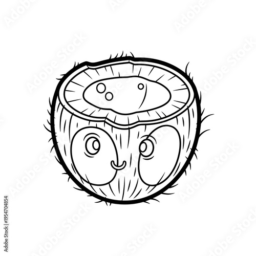 Cute cartoon coconut illustration