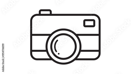 Camera line icon with minimal black outline and rounded edges, representing digital photography and visual media.