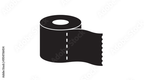 Toilet paper roll icon with perforated tear-off edges and a central hole on a white background for hygiene and sanitation concepts.