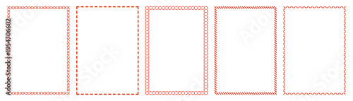 Rectangle frames of sewing stitches isolated on white. Blank border set of different types of thread seam, straight, cross, zigzag. Vector clipart for advertising or label of hand-sewn.