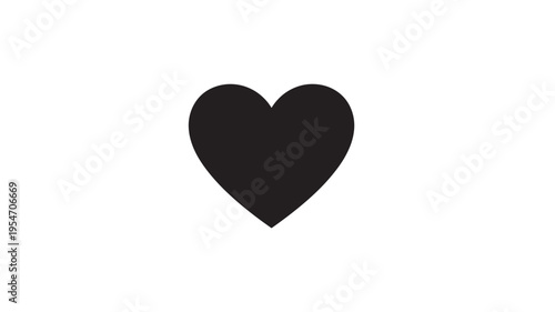 Heart icon simple black silhouette on a white background for Valentine's Day or love related concepts