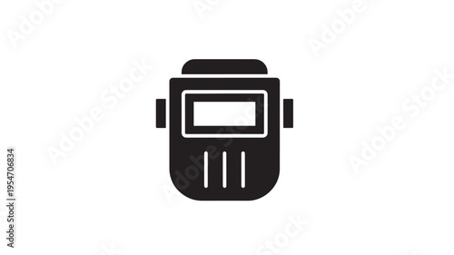 Welding mask icon with a protective face shield and adjustable head strap for safety featuring welder, ppe, helmet with protection and industry