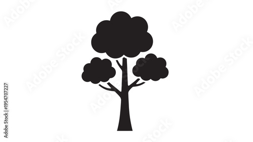 Tree silhouette with rounded cloud-like foliage and visible branches against a plain white background.