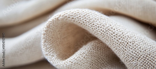 Cream Organic Cotton Fabric Texture with Subtle Woven Patterns for Warm Natural Design Background