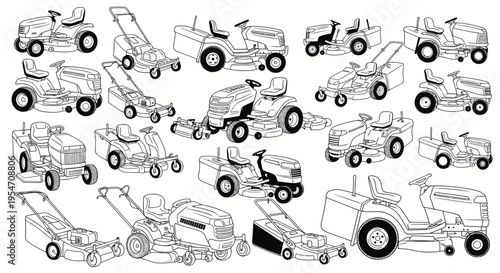 Collection of Garden Lawn Mowers - Various Types and Styles