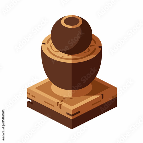 Isometric Decorative Chocolate Fountain Dessert Sweet Isolated on White Background
