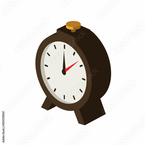 Isometric Detailed Table Clock Timepiece Vintage Object For Home Decoration