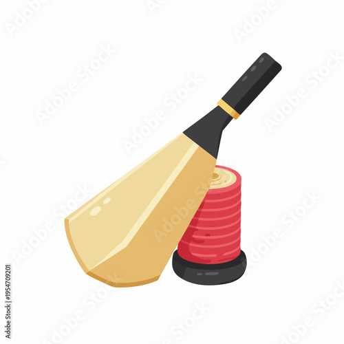 Flat Design Detailed Cricket Bat and Wicket Sport Game Illustration