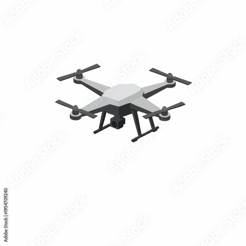 Isometric Detailed Drone Unmanned Aerial Vehicle Quadcopter Isolated on White Background