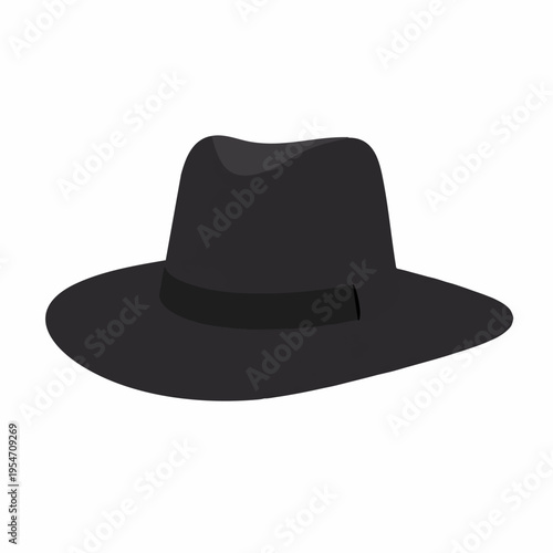 Simple Shaded Elegant Gentleman Black Hat Fashion Accessory Illustration