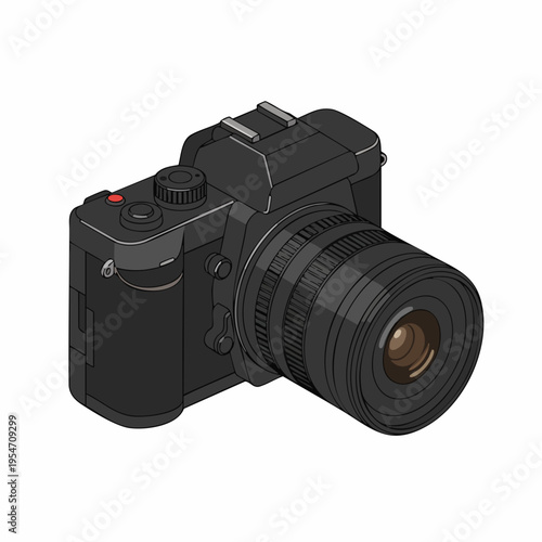 Isometric Line Drawing Camera Detailed Modern Design Photography Equipment