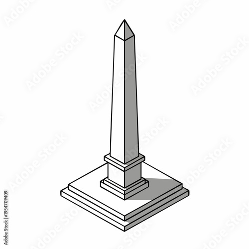 Isometric Simple Obelisk Monument Landmark Architecture Structure with Flat Design