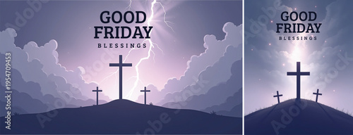 Elegant Good friday with cross background, Good friday holy week background for banner and social meida template	