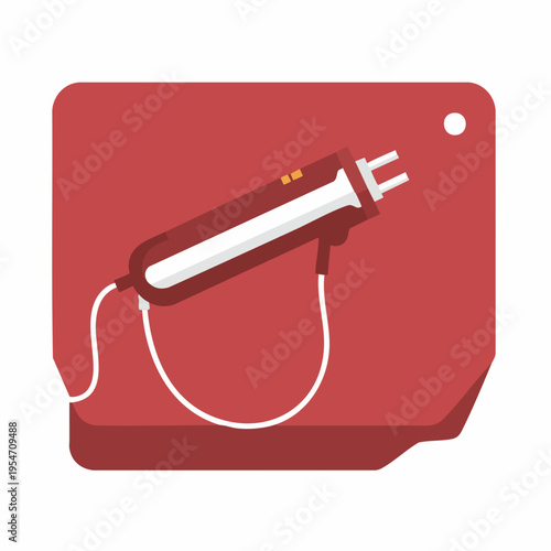 Flat Design Heat Gun Red Background Industrial Tool Illustration