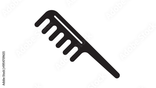 Comb icon with thick black teeth and handle isolated on white background for digital applications featuring hair, styling, grooming with beauty and