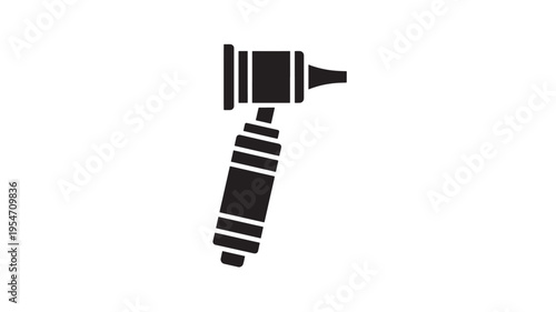 Otoscope medical device with handle and inspection cone for ear examination, isolated on white background.