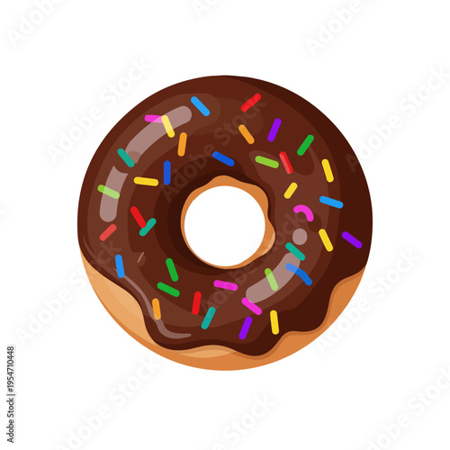 Принти на полотні Chocolate Donut with Sprinkles Flat Vector Dessert Illustration