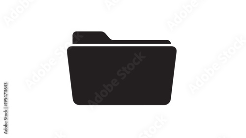 Folder icon with a simple black silhouette for digital documentation and file organization. featuring document, organize, storage with data and