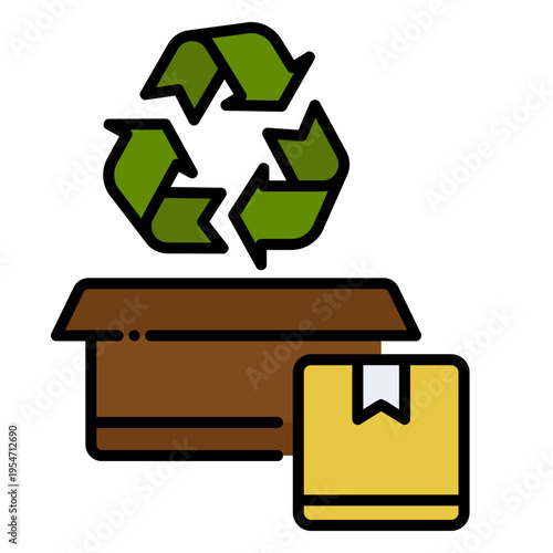 Recycling Symbol on Cardboard Box Illustration