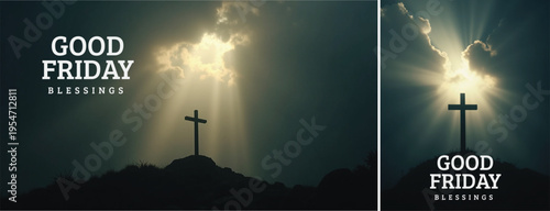 Elegant Good friday with cross background, Good friday holy week background for banner and social meida template	